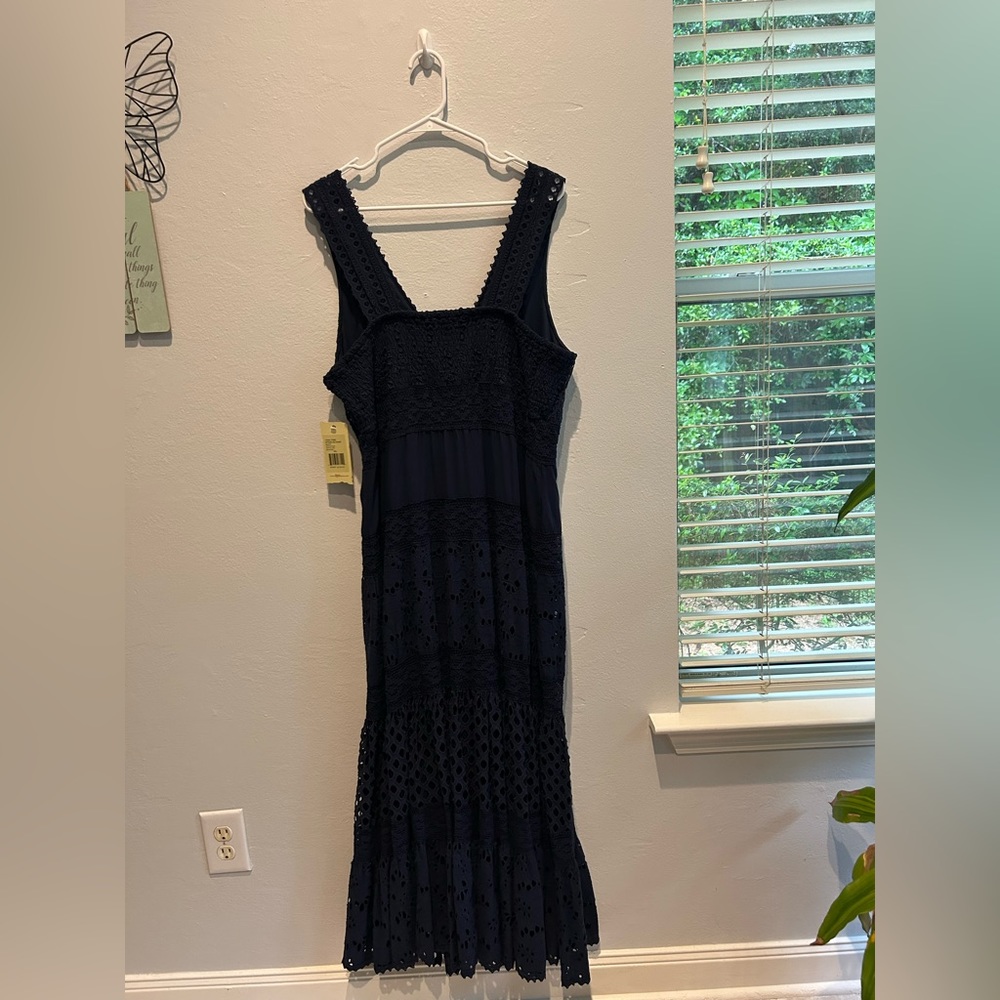 Reba Women’s Plus Navy Blue Winter Jewels Velvet Sleevesless Dress Size XXL $138